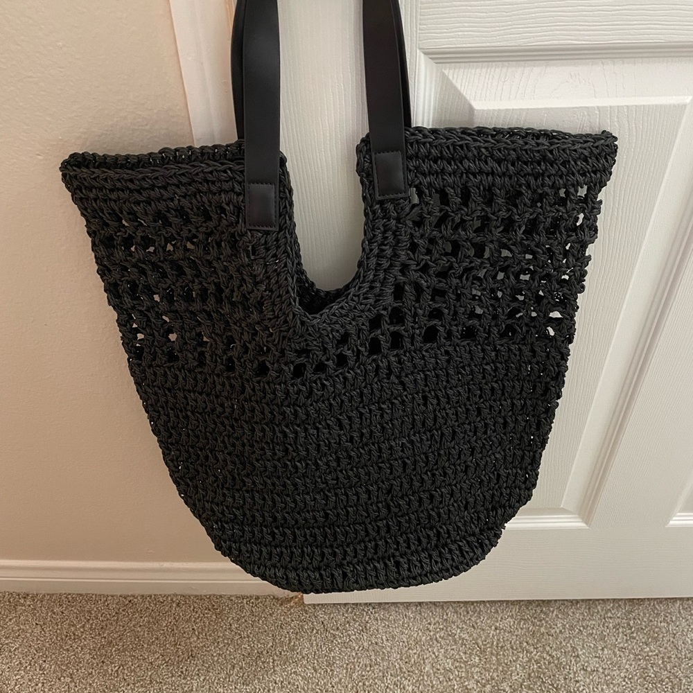 Banana Republic Paper Straw Tote- Black - Picture 2 of 3
